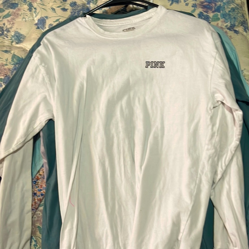 Blue yellow and white long sleeve Victoria’s Secret tee